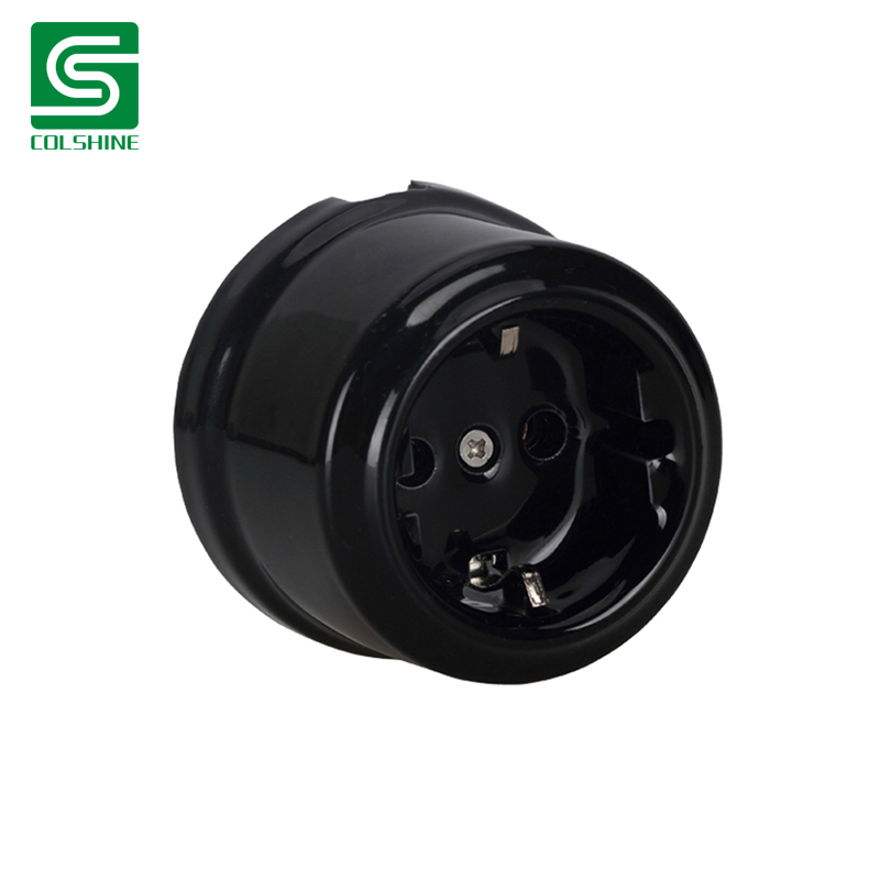 Black Porcelain Wall Socket